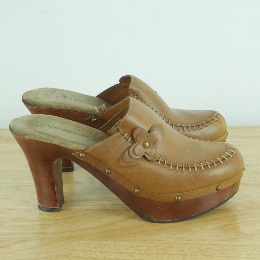 Vintage Size 7 Y2K Clogs Chunky‎ Heel Platform Mules Boho Xhilaration Western